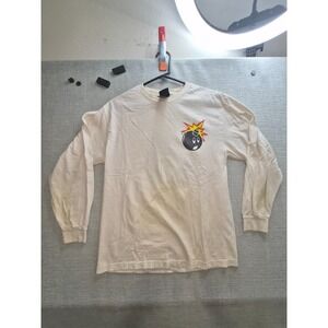 Adam Bomb By The Hundreds Shirt Mens Medium Beige Logo Ribbed Graphic Print